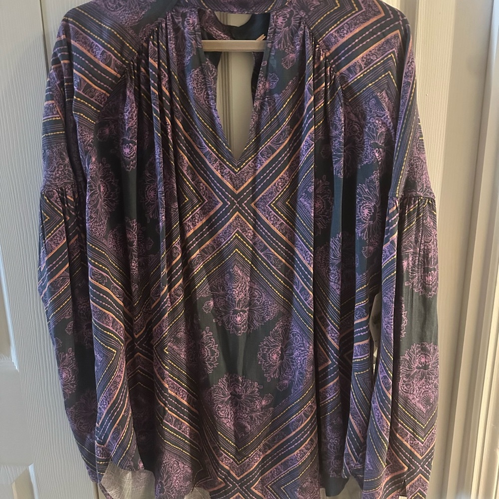 Free People Purple and Blue Relaxed Tunic